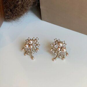 Elegant Pearl and Crystal Cluster Earrings